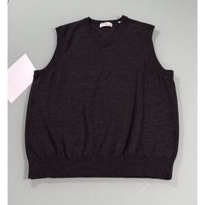 Toscano Firenze V-neck Sweater Vest Mens large Dark Gray 100% Merino Wool